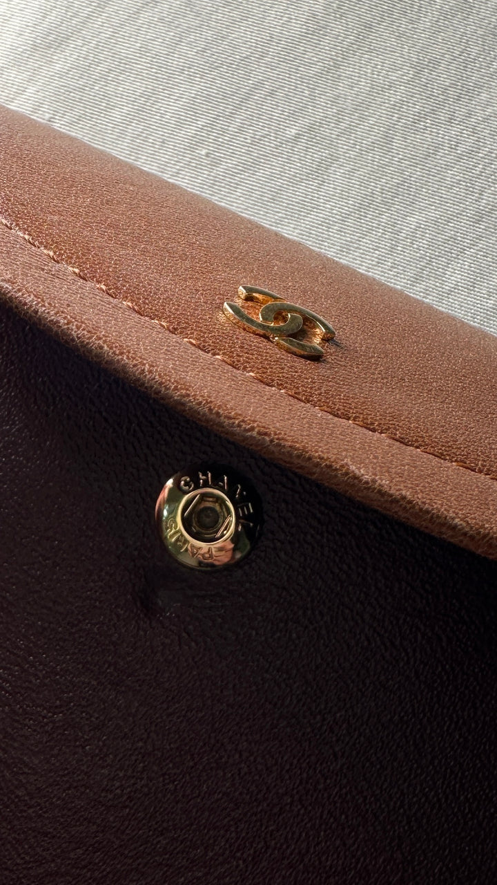 CHANEL Envelope Wallet Eggplant Brown