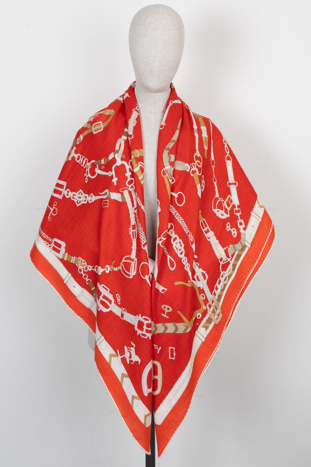 HERMÈS Les Chevaux Déchainés 140 Scarf Cashmere Red