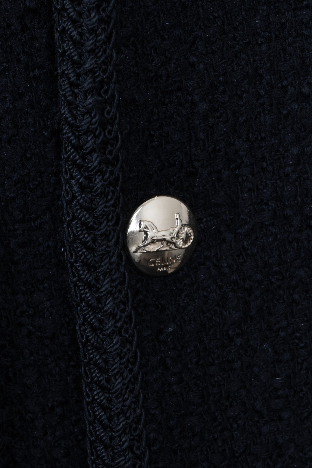 Veste Chasseur CELINE en tweed bouclé de laine noir