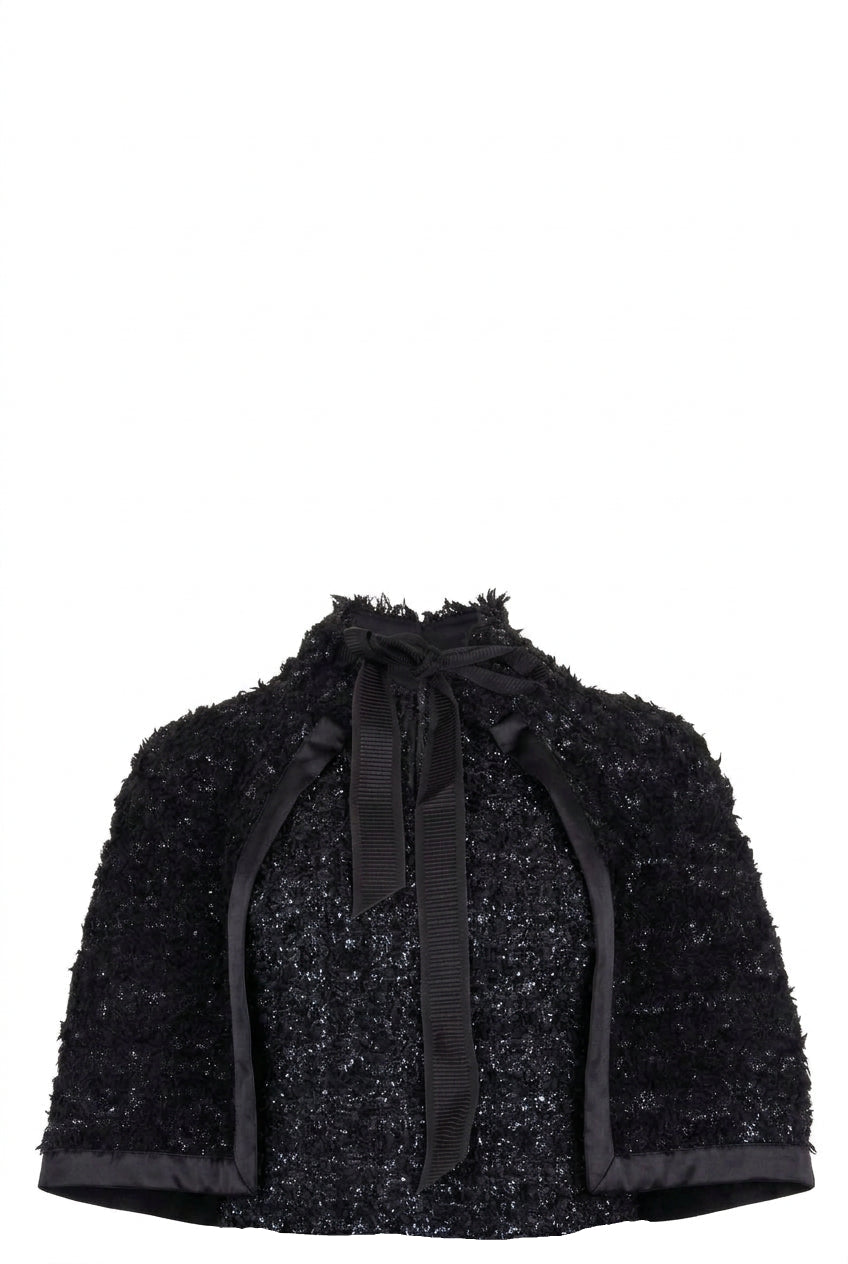 CHANEL 2016 Bow Cape Wool Black