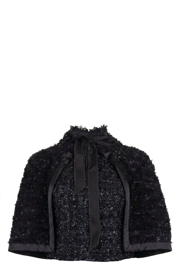 CHANEL 2016 Bow Cape Wool Black