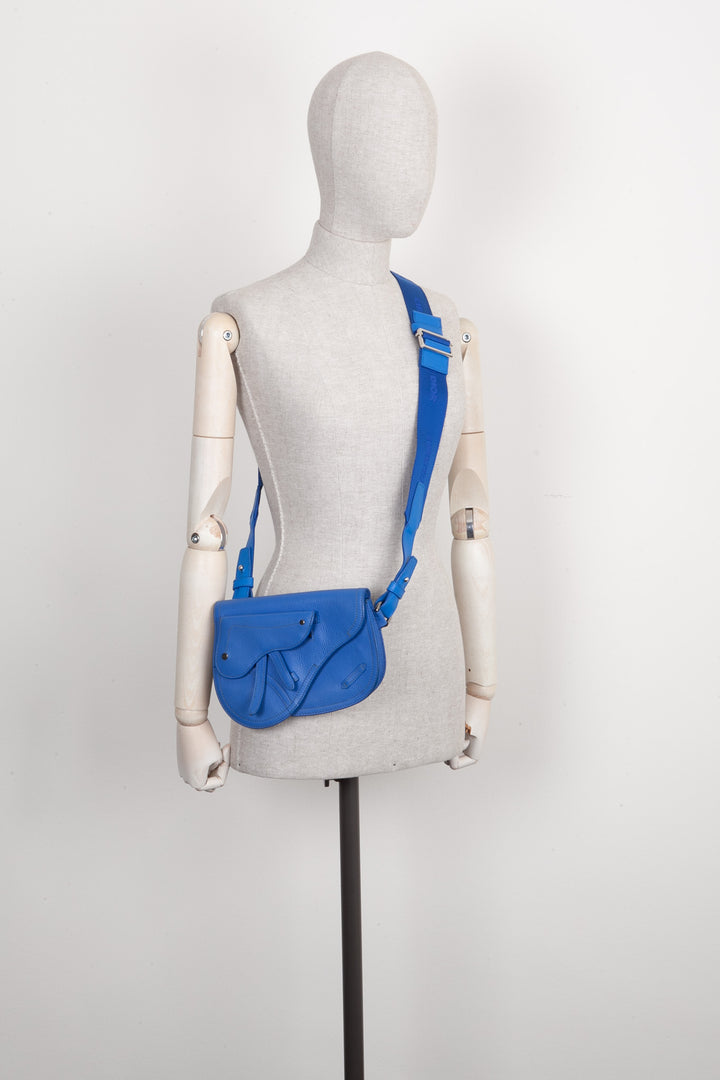CHRISTIAN DIOR Pochette Saddle Messenger Cuir Bleu