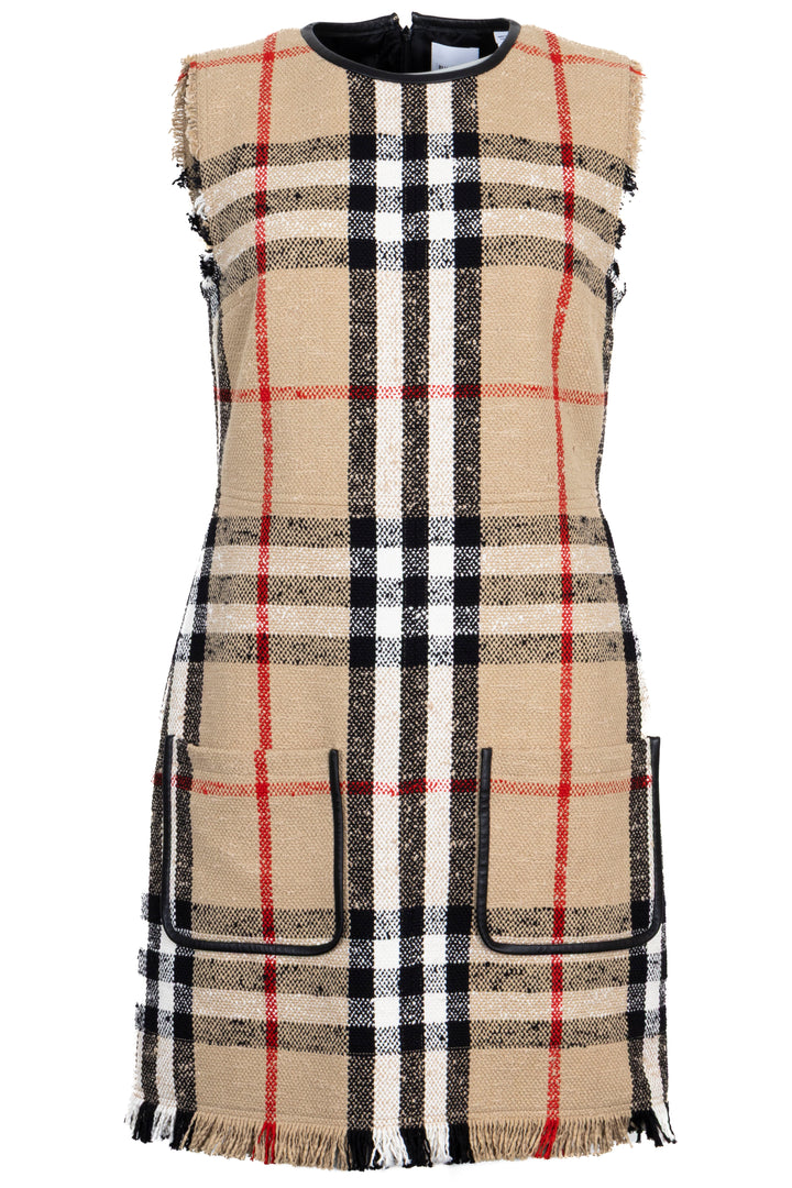 BURBERRY Macy Check Sleeveless Dress Cotton Beige