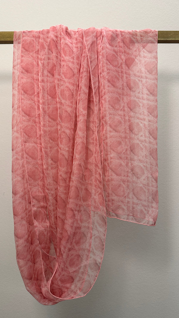 CHRISTIAN DIOR Cannage Organza Scarf Pink Silk