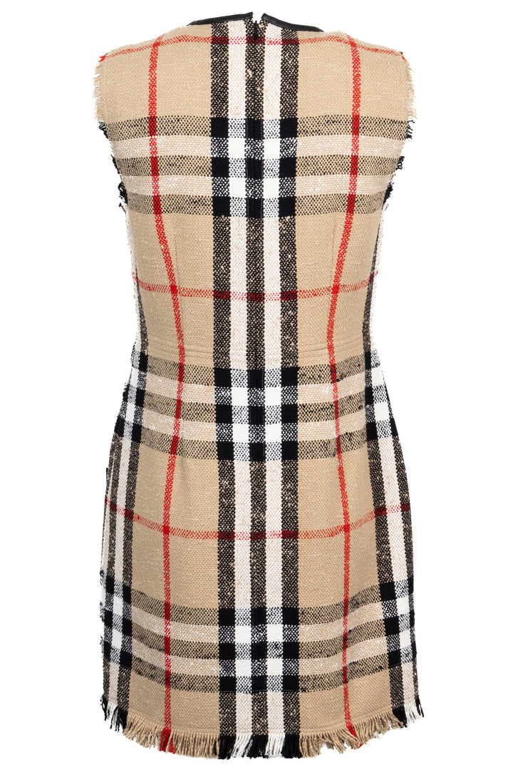 BURBERRY Macy Check Sleeveless Dress Cotton Beige