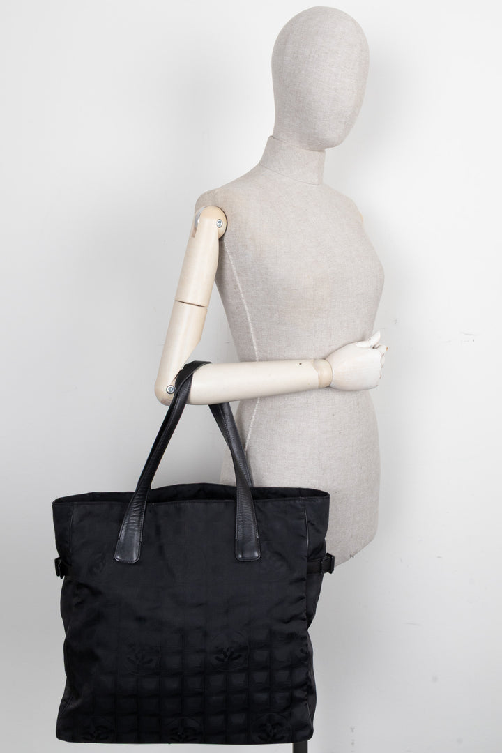 CHANEL New Travel Line Tote Bag Canvas Black