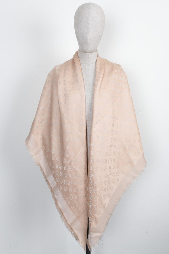 LOUIS VUITTON Fringed MNG Scarf Pink