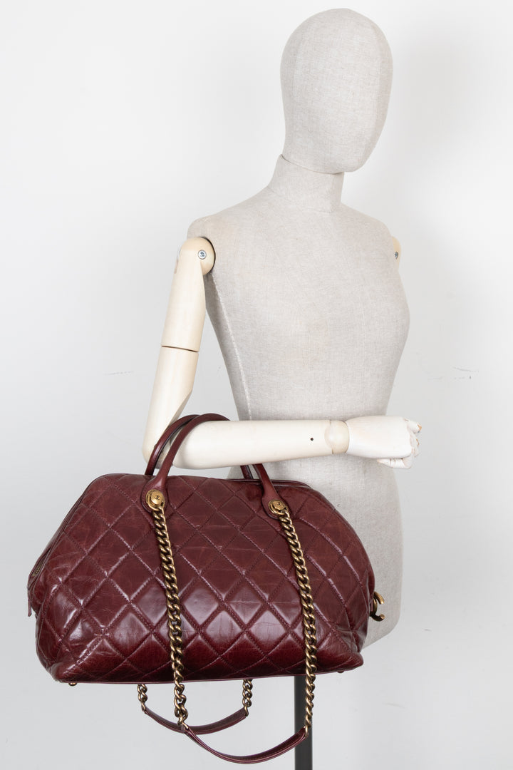 CHANEL Castle Rock Bowling Bag Leather Bordeaux