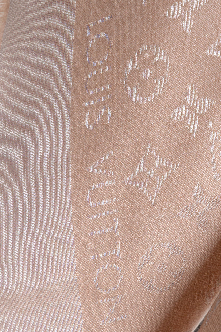 LOUIS VUITTON Fringed MNG Scarf Pink