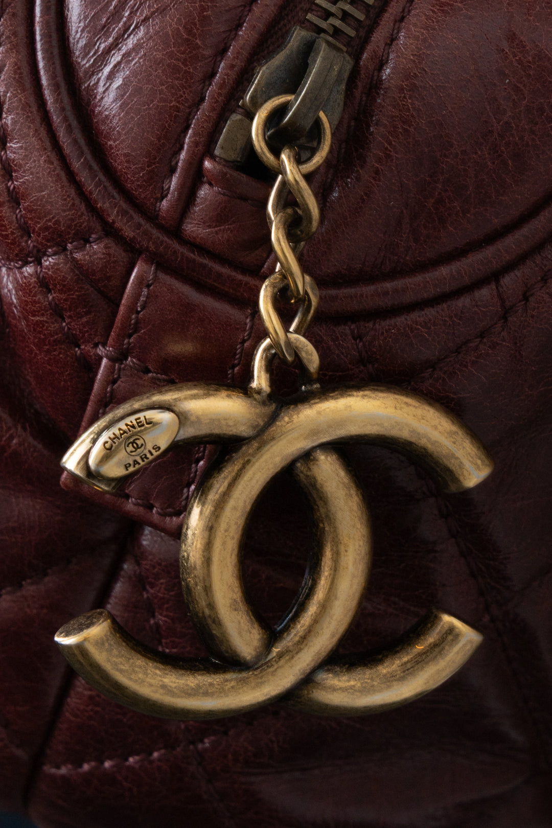 CHANEL Castle Rock Bowling Bag Leather Bordeaux