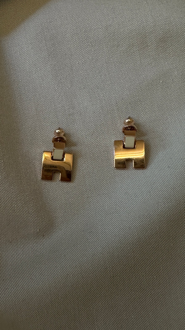 HERMÈS Eileen Earrings Rosè Gold White