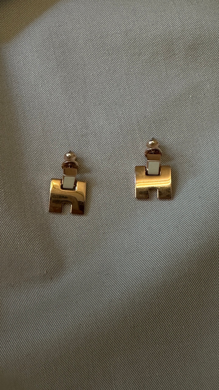 HERMÈS Eileen Earrings Rosè Gold White