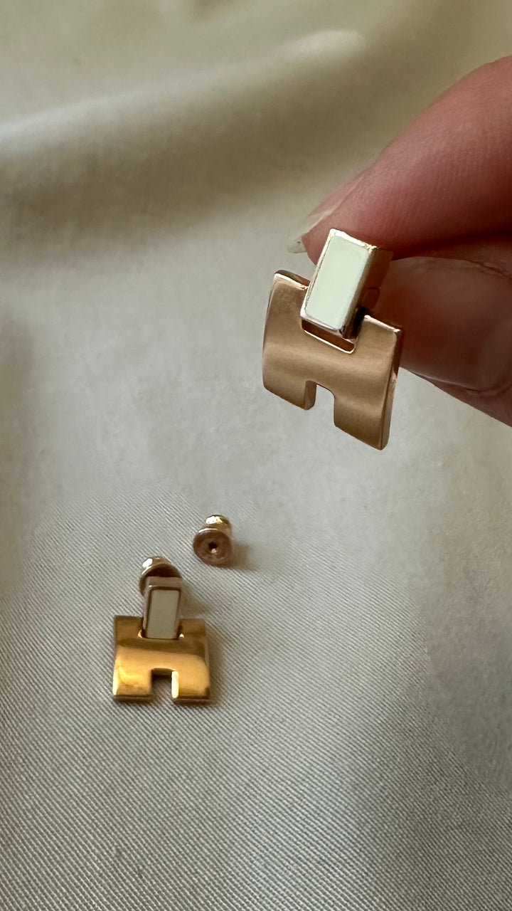 HERMÈS Eileen Earrings Rosè Gold White