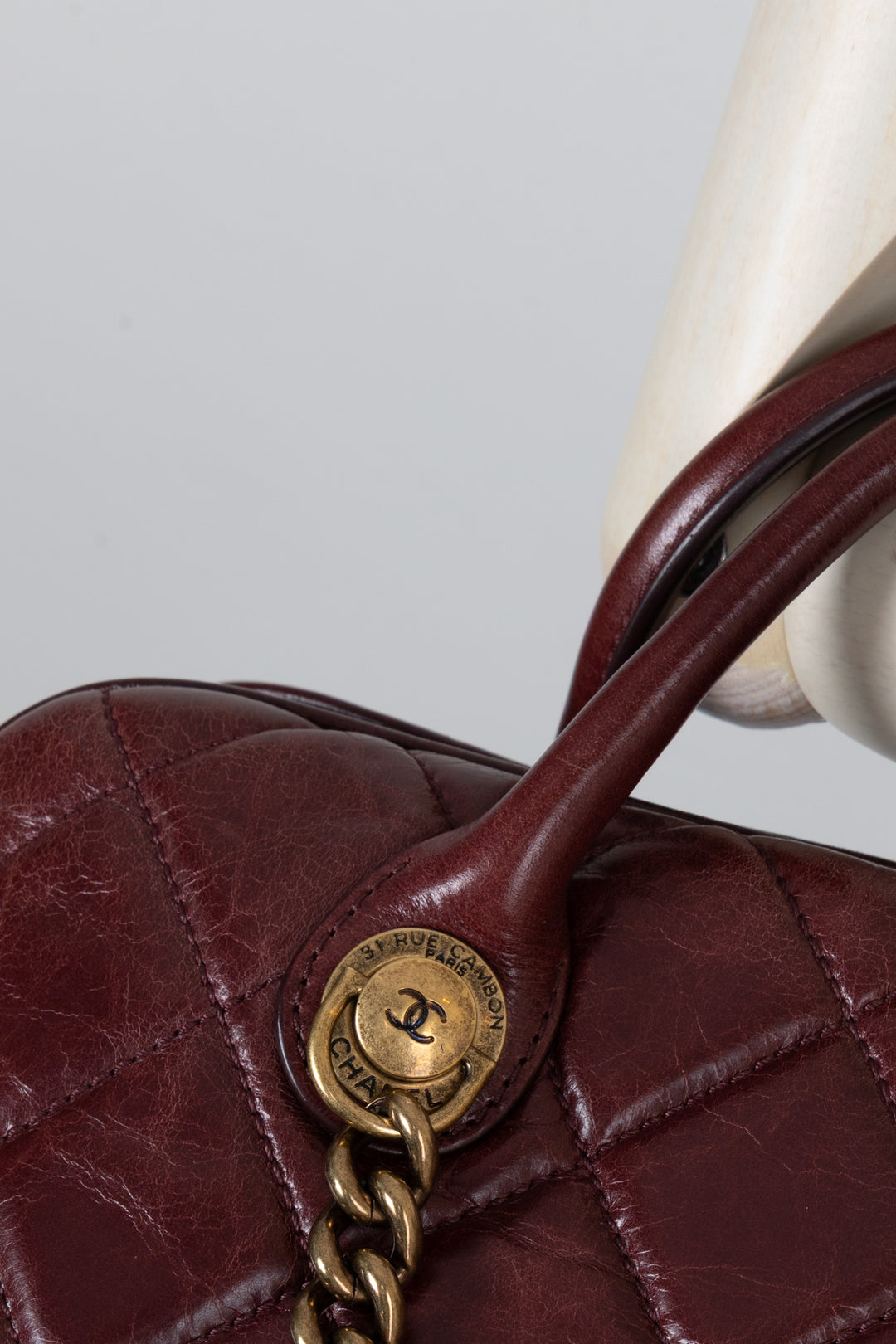 CHANEL Castle Rock Bowling Bag Leather Bordeaux