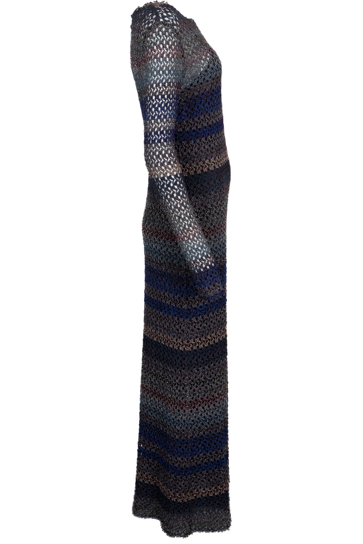 Robe longue à manches longues en lurex MISSONI multicolore