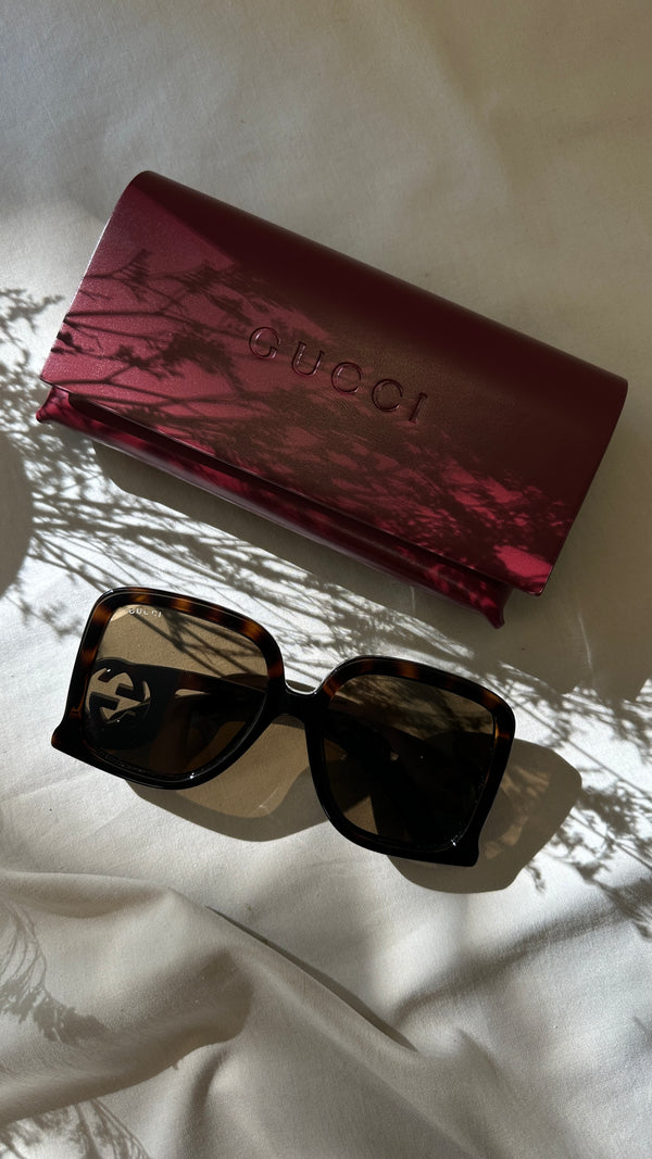 GUCCI GG1326S Sunglasses GG Interlocking Brown