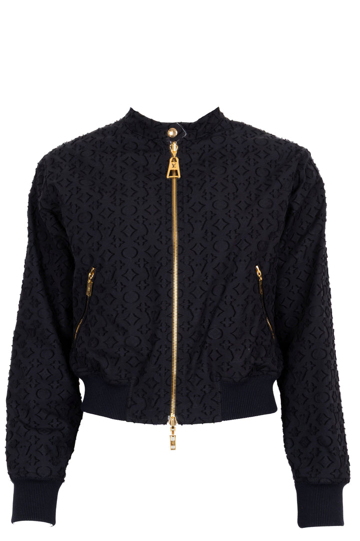 LOUIS VUITTON Structured Reversible Relief Bomber Jacket Cotton Black