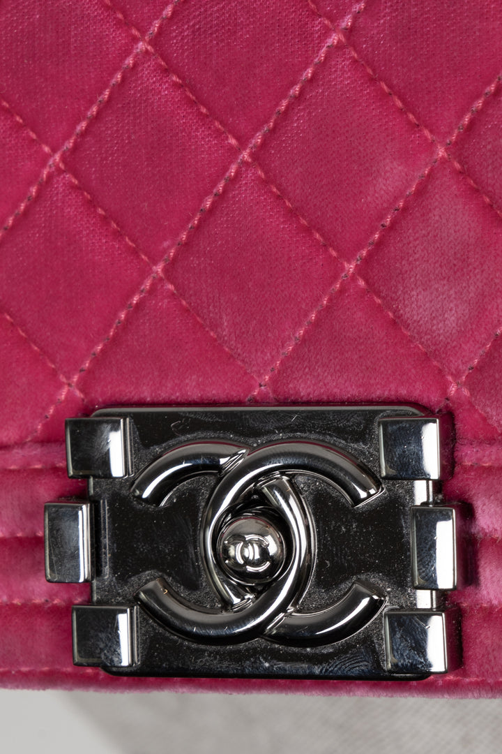 CHANEL Boy Bag Small Velvet Pink