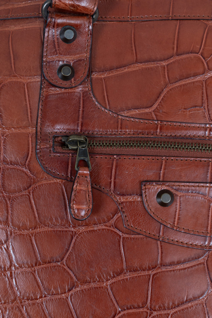 Sac Balenciaga City XL en alligator cognac