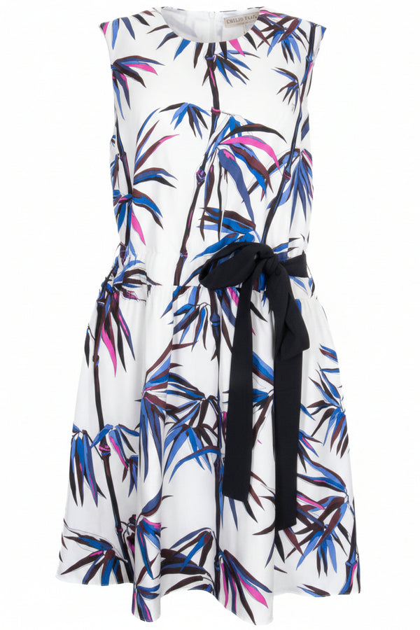 EMILIO PUCCI Bamboo Print Dress Silk Ivory Multicolor
