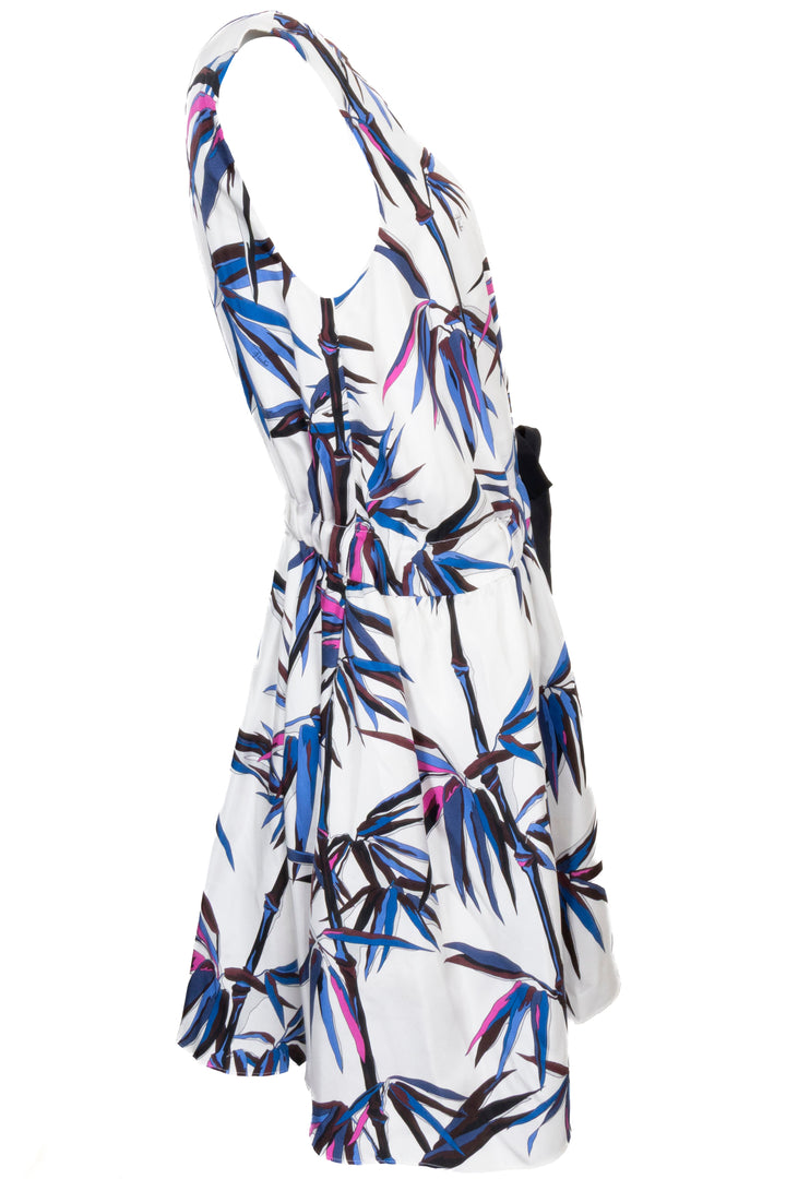 EMILIO PUCCI Bamboo Print Dress Silk Ivory Multicolor
