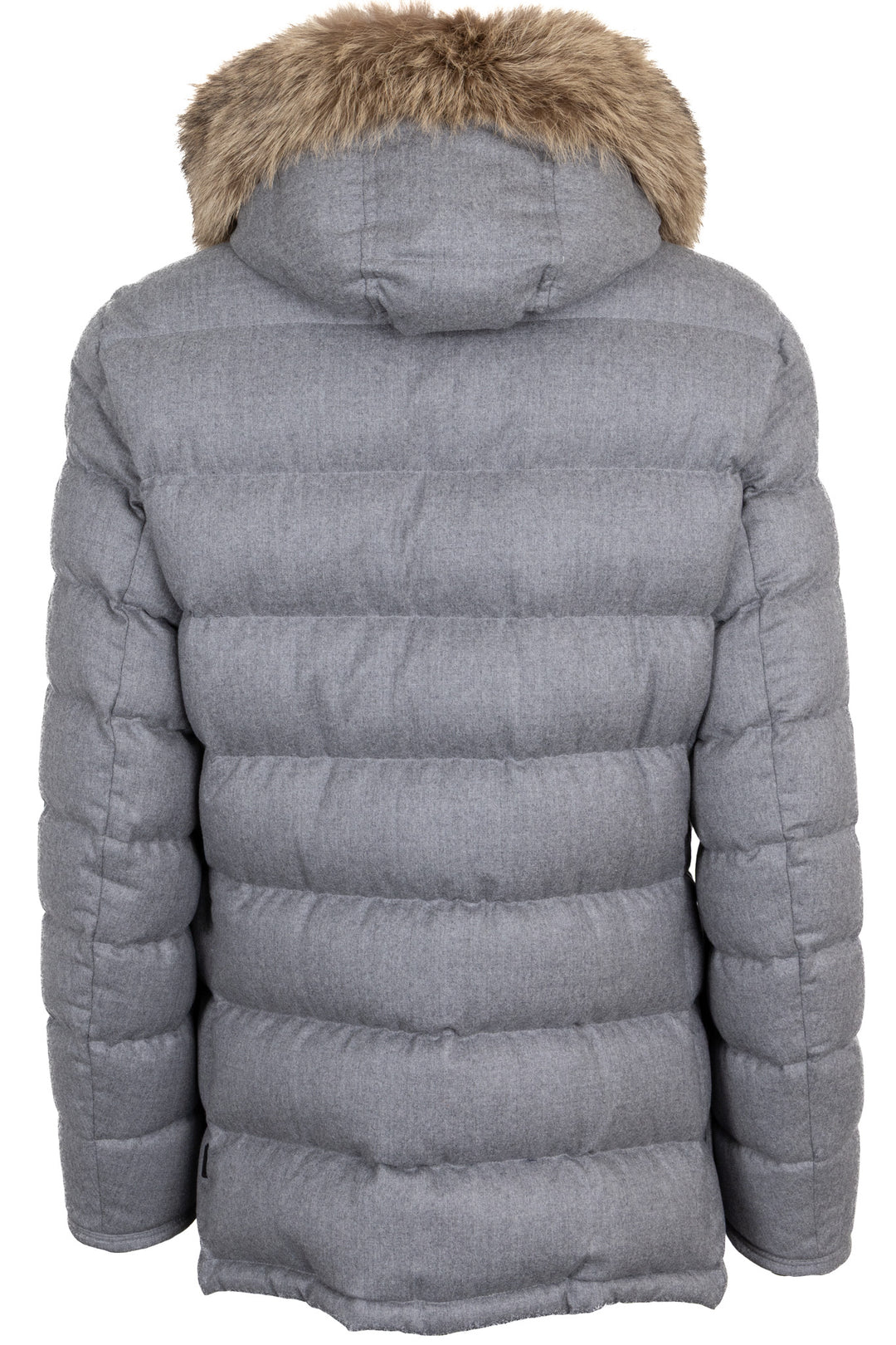 Veste MONCLER Rethel avec bordure en fourrure en laine grise