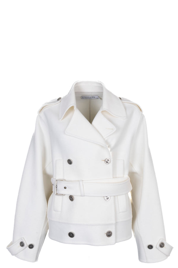 CHRISTIAN DIOR 2025 Veste courte ceinturée en laine ivoire