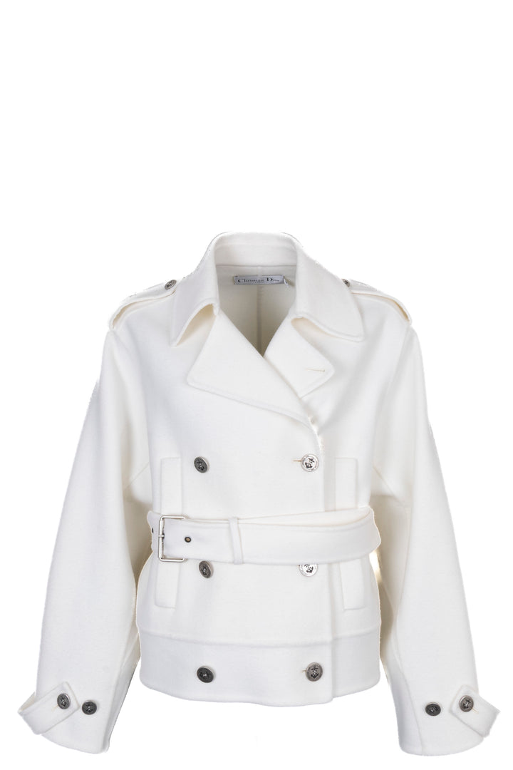 CHRISTIAN DIOR 2025 Cropped Belted Wool Jacket Ivory