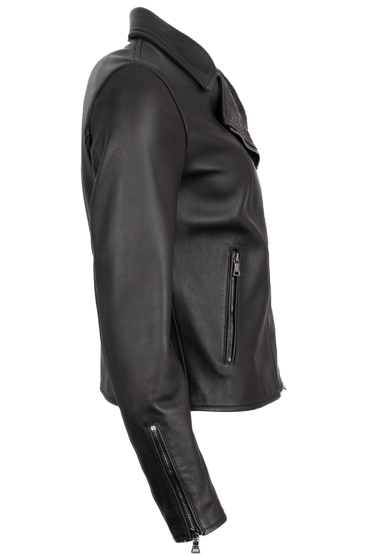 ETRO Paisley Embossed Leather Zip Jacket Black