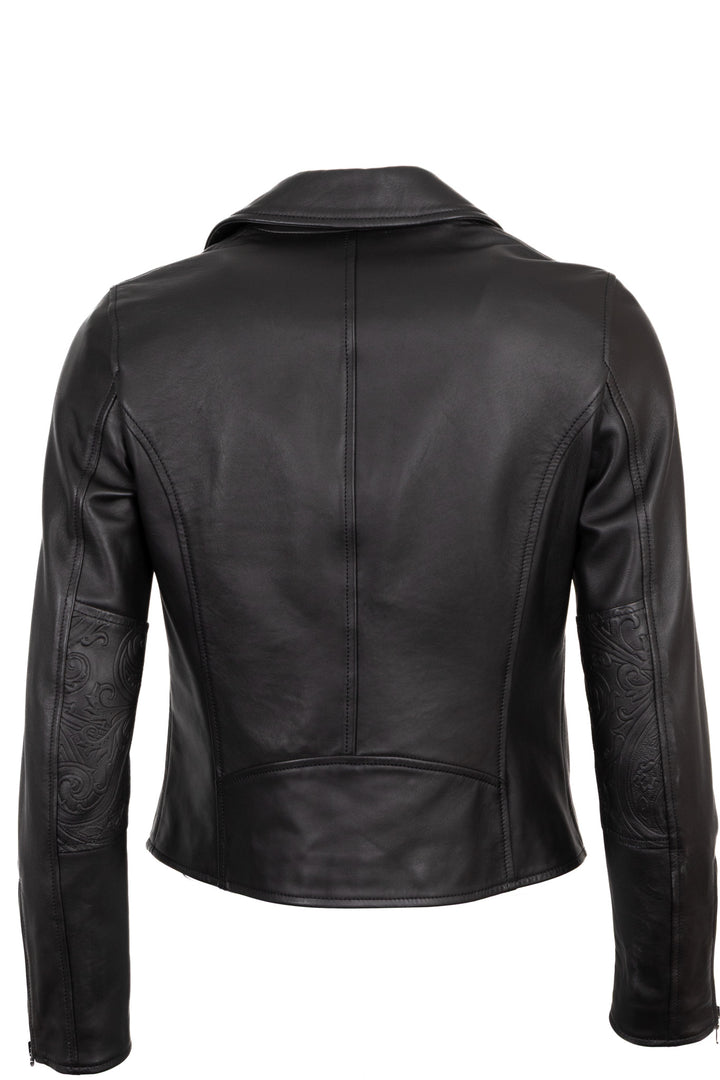 ETRO Paisley Embossed Leather Zip Jacket Black
