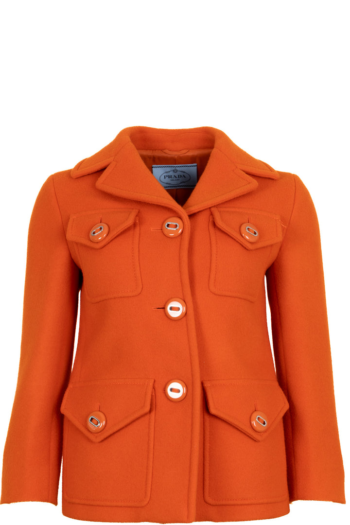 PRADA 2017 Patch Pocket Jacket Wool Orange