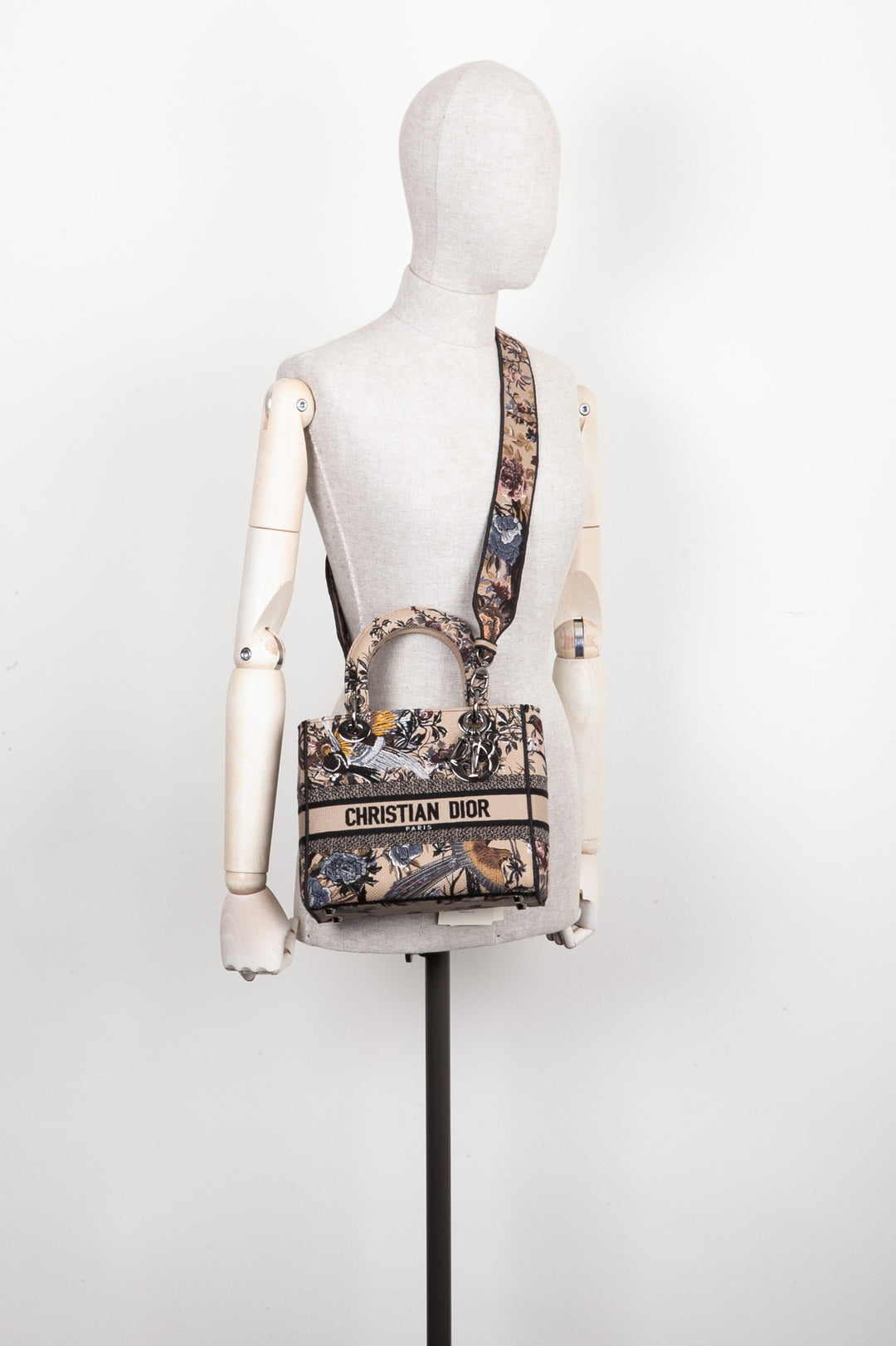 CHRISTIAN DIOR Sac D-Lite moyen Toile de Jouy Jardin d'Hiver Broderie