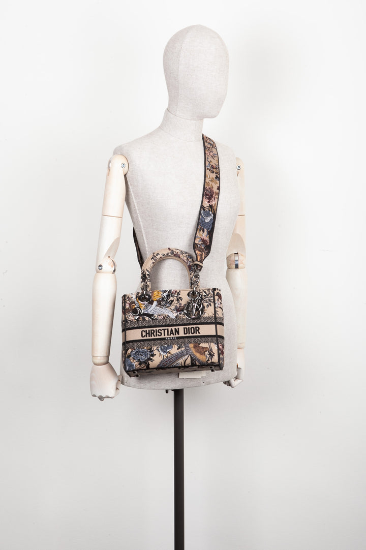 CHRISTIAN DIOR Sac D-Lite moyen Toile de Jouy Jardin d'Hiver Broderie