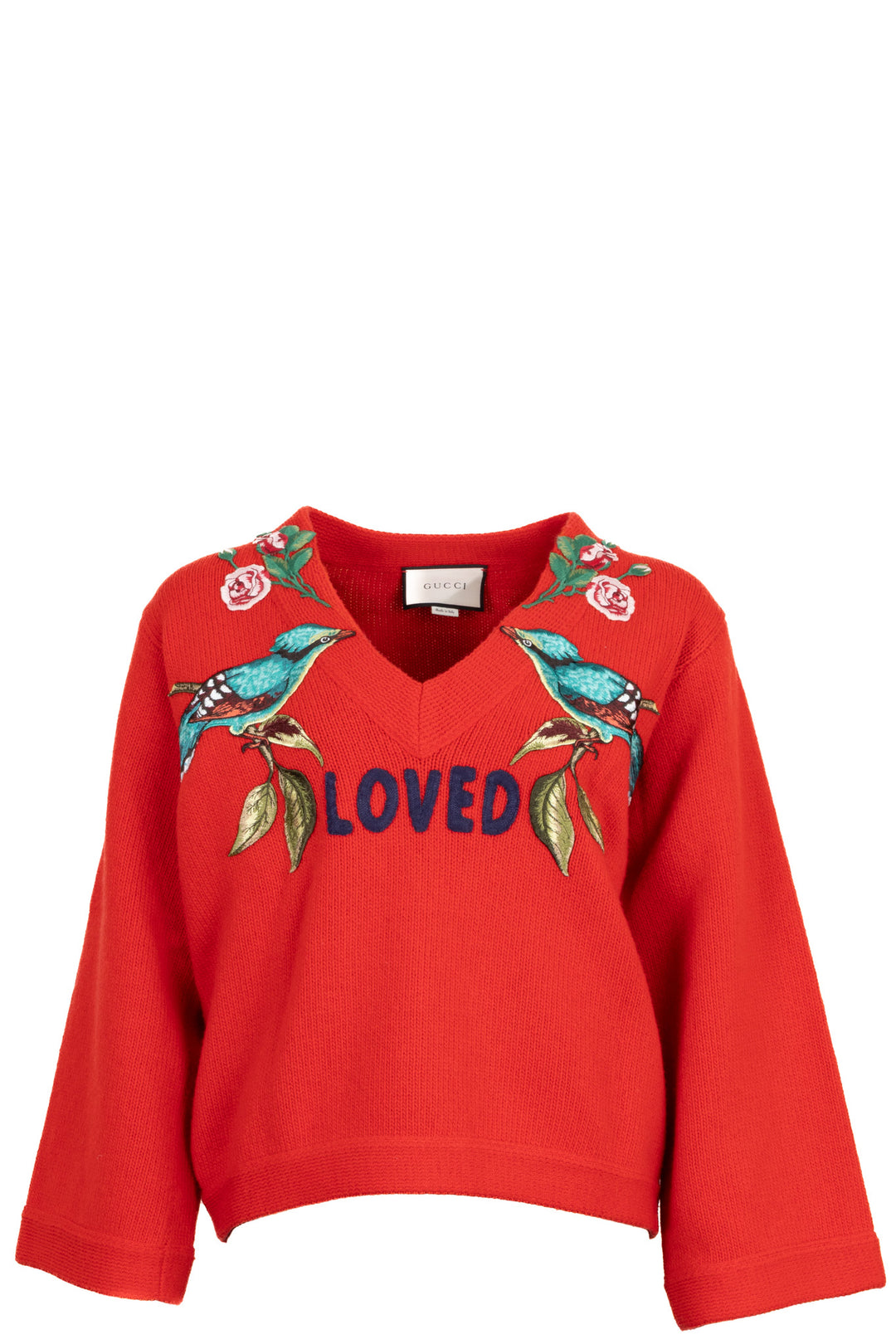 GUCCI Loved Bird Wool Sweater Red