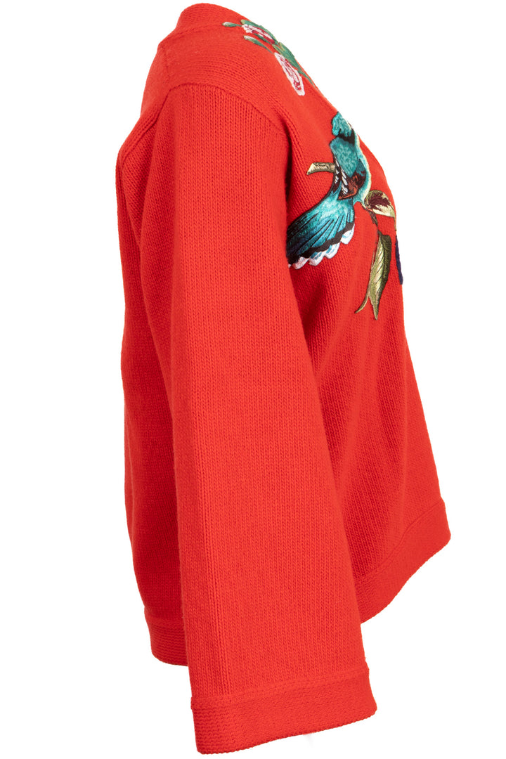 GUCCI Loved Bird Wool Sweater Red