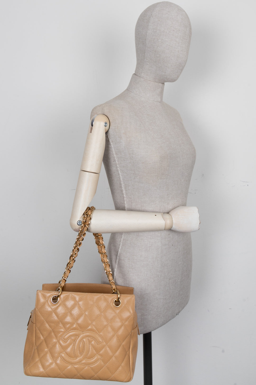 CHANEL PST Small Tote Bag Caviar Beige