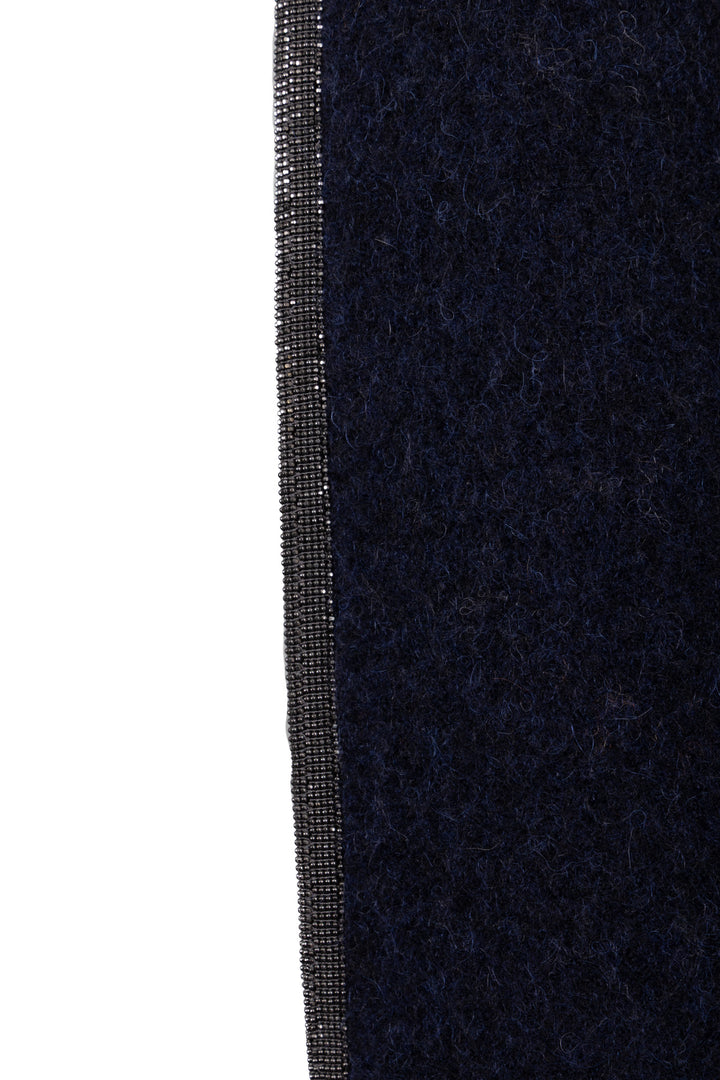 BRUNELLO CUCINELLI Double-Sided Monili Fringed Alpaca Poncho Blue