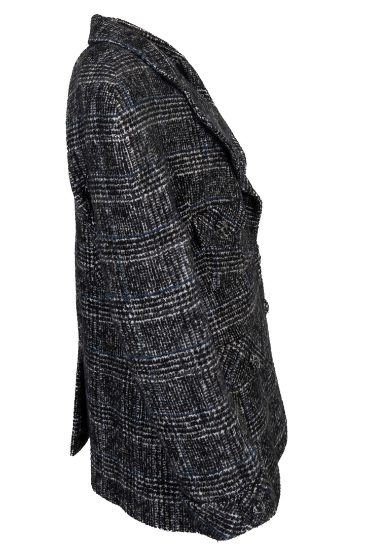CHANEL 2007 Houndstooth Blazer Wool Black White