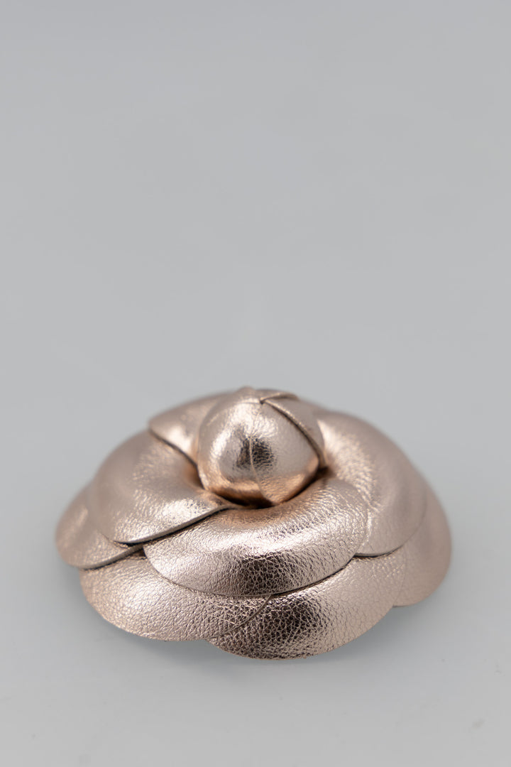 CHANEL Camellia Brooch Leather Pink