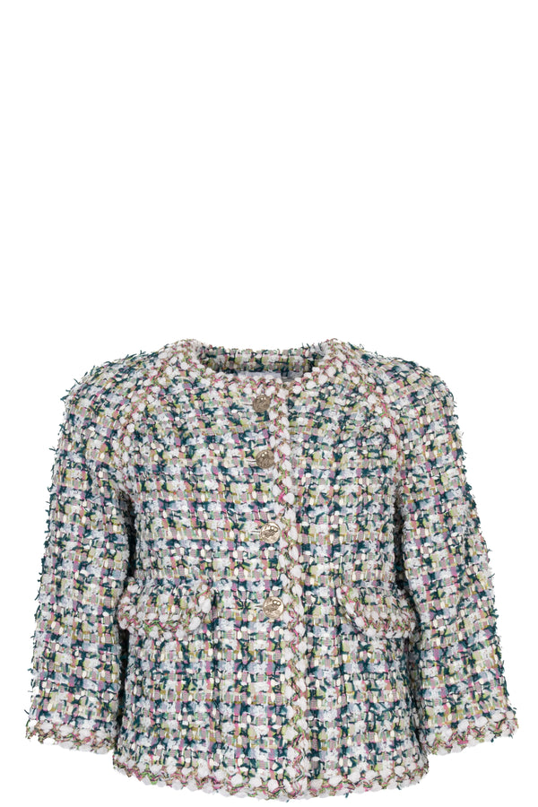 Veste CHANEL en tweed vert rose blanc