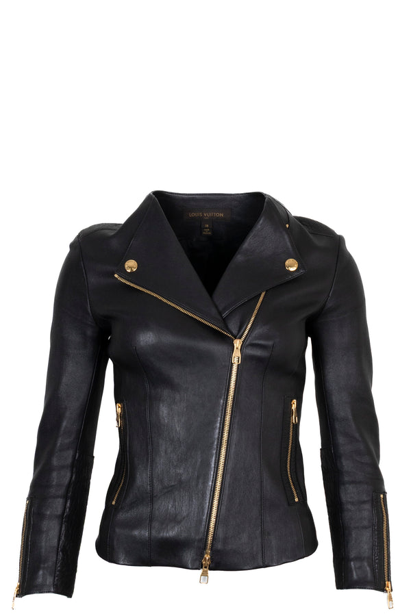 LOUIS VUITTON Blouson Biker Cuir Noir