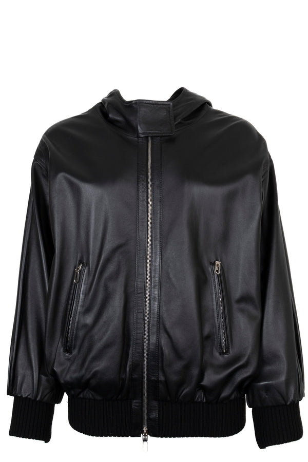 Blouson bomber en cuir noir CHRISTIAN DIOR