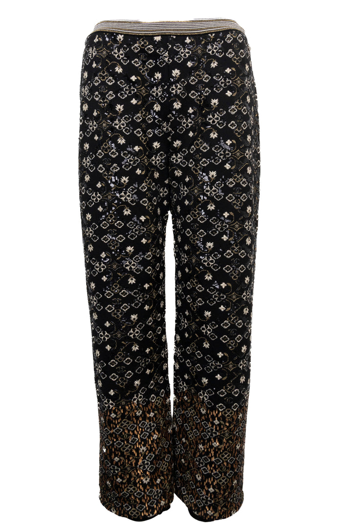 CHANEL Sequins Pants Gold Black