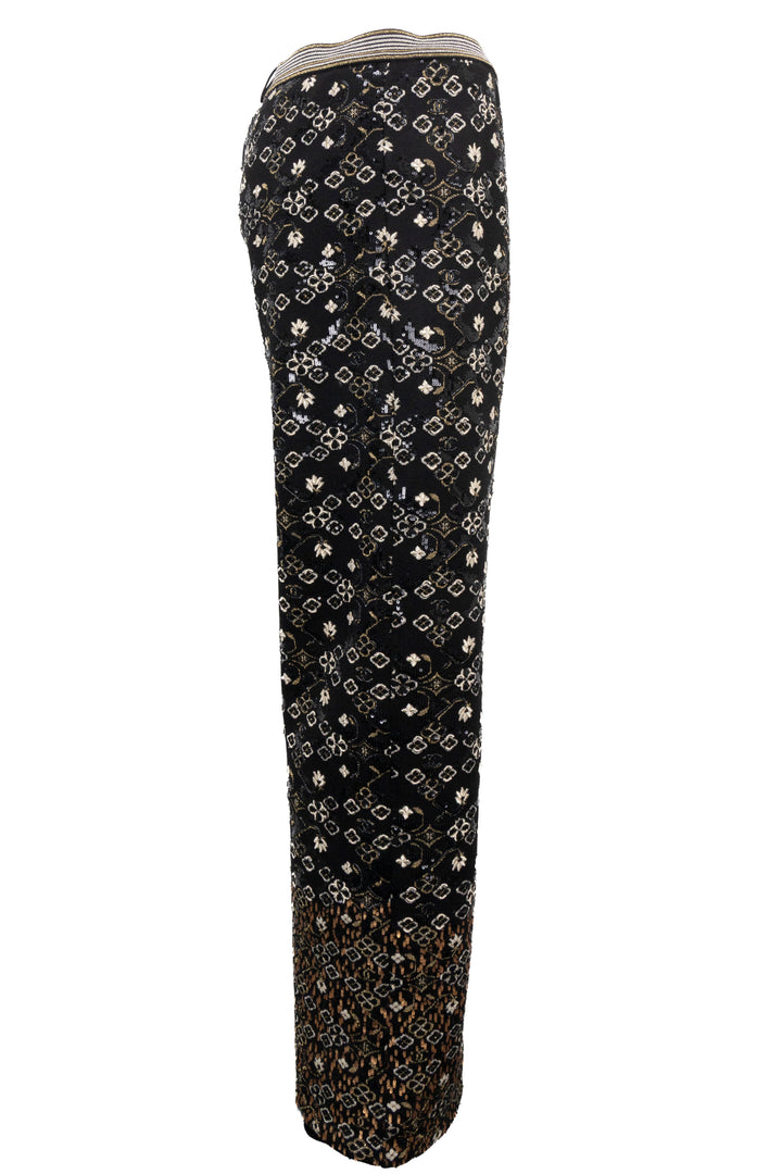 CHANEL Sequins Pants Gold Black