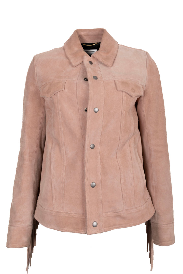 SAINT LAURENT 2019 Fringed Jacket Suede Blush