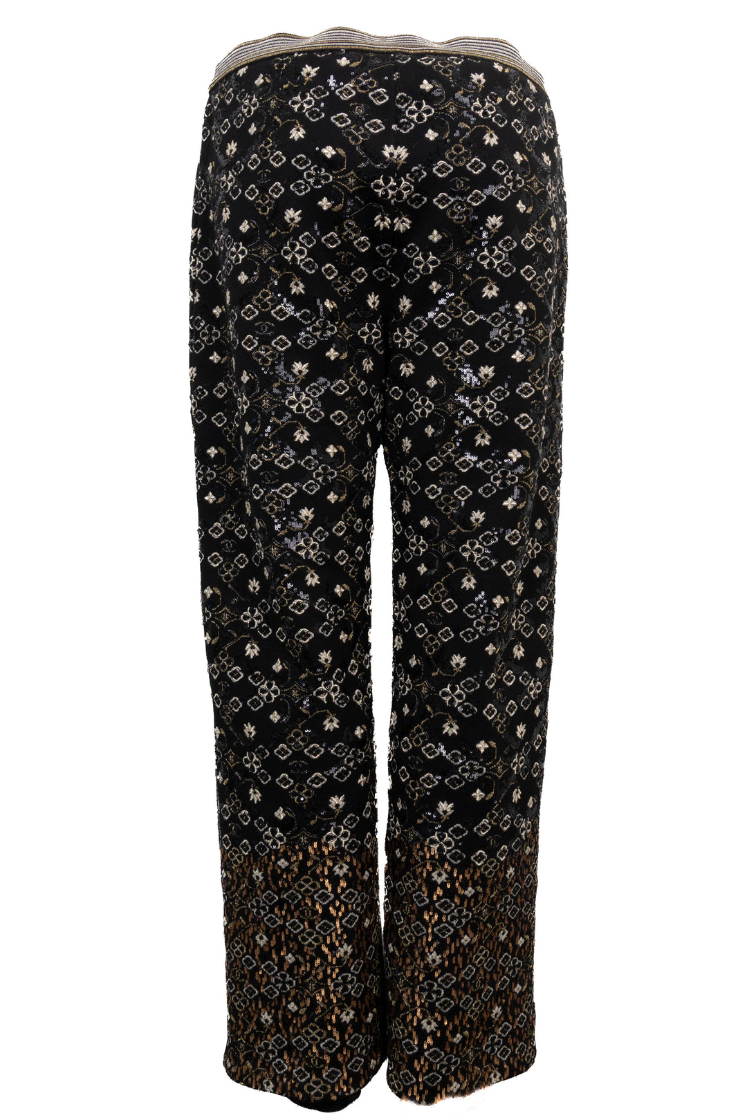 CHANEL Sequins Pants Gold Black