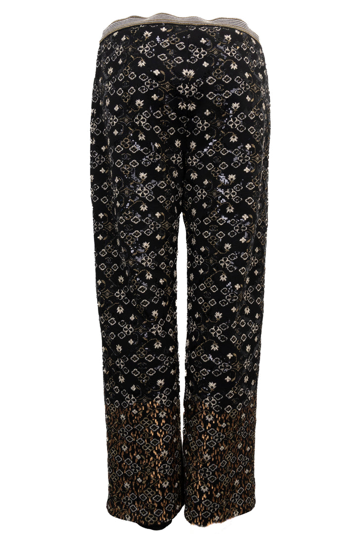 CHANEL Sequins Pants Gold Black