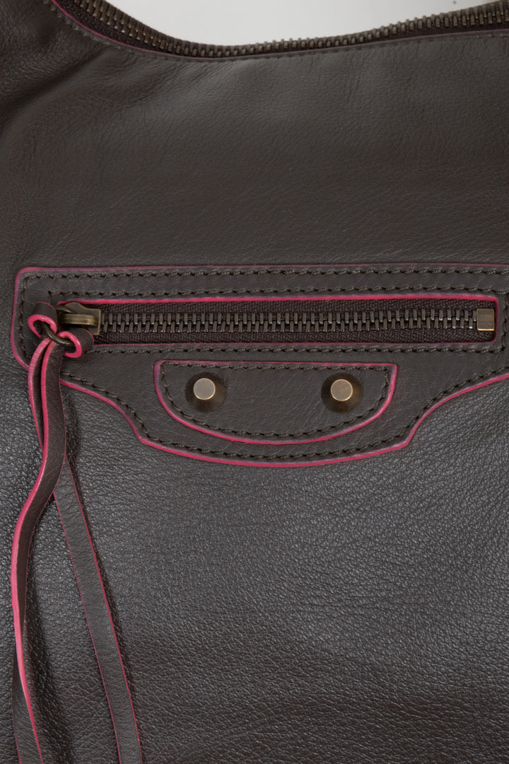 BALENCIAGA Papier Hobo Bag Leather Brown Pink