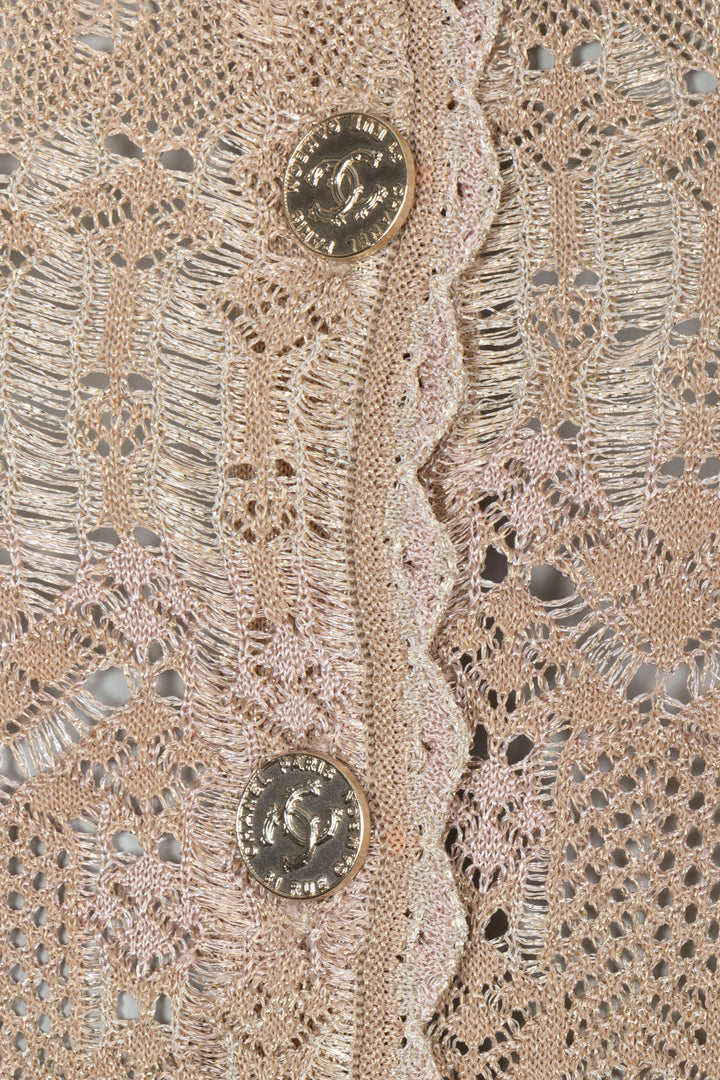 CHANEL 2022 Knit Cardigan Champagner Gold