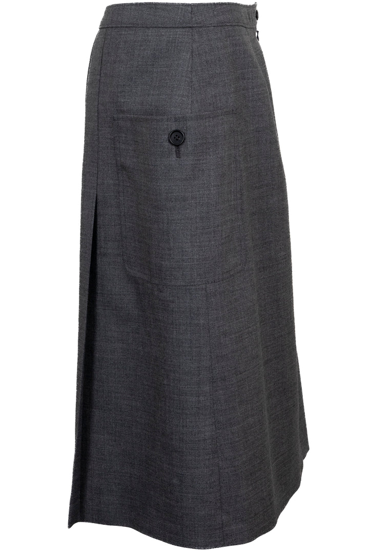 PRADA Pleated Pocket Skirt Wool Grey